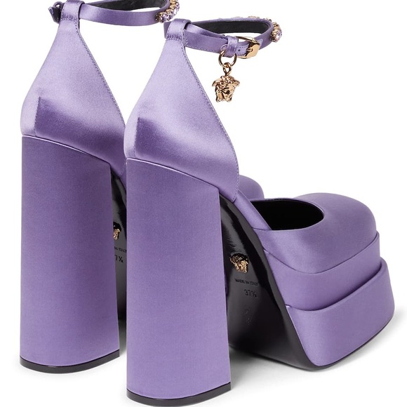 VERSACE Medusa Aevitas Platform Pumps Orchid Chunky Block Heel - Picture 2 of 15